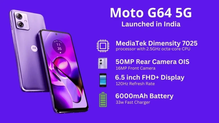 Moto G64 5G: 6000mAh Battery और MediaTek Dimensity 7025 के साथ Launch होगा यह दमदार स्मार्टफोन।