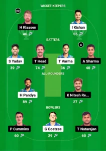 SRH vs MI Dream11 Prediction